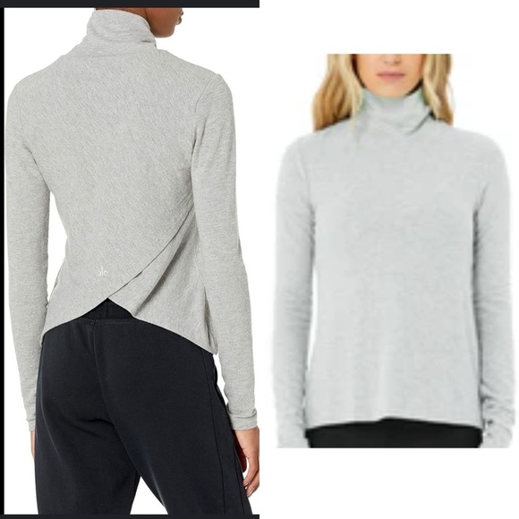 Alo EMBRACE LONG SLEEVE with Open Back  - Athletic Heather Grey / M - Picture 1 of 9
